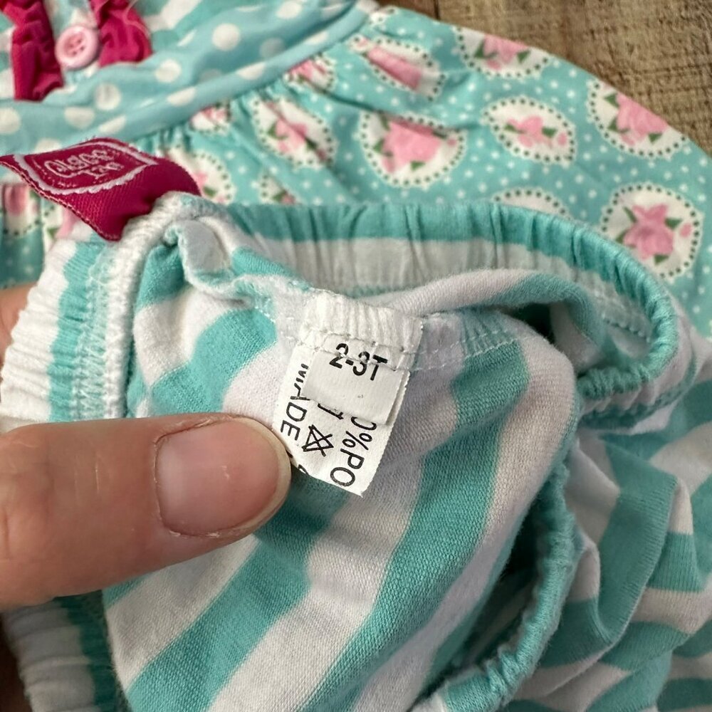 Isla Grace Toddler Girls' 2-3T Striped & Polka Dot Pajama Set With Ruffles - Picture 5 of 10